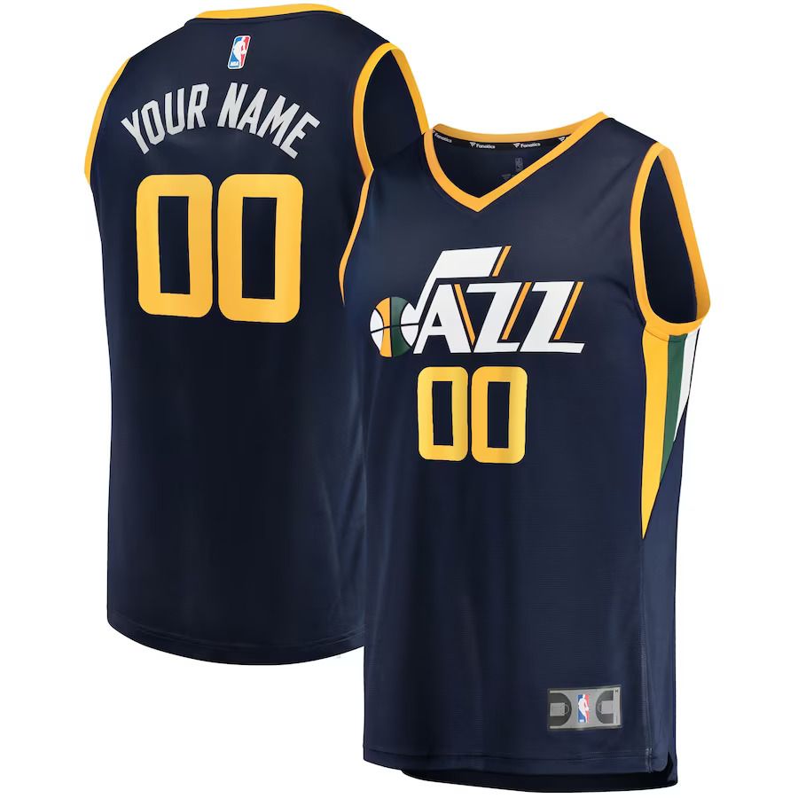 Men Utah Jazz Fanatics Branded Navy Fast Break Custom Replica NBA Jersey